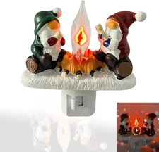 Christmas Night Light Wall Plug In Flameless Flickering Candle Nightlight Gift
