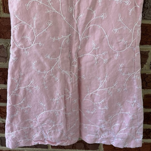 Jillian's Closet Pink Floral Embroidered Linen Cotton Dress Girl's Size 7 - Picture 6 of 7