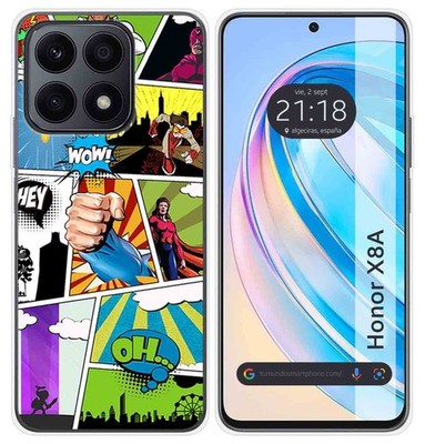 Funda TPU Flexible für Huawei Honor X8a Comic Zeichnungen Multicolor