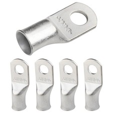 SELTERM 5pcs 2/0 AWG 3/8" Stud Tinned Copper Wire Lugs, Ring Terminals, Batte...
