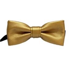Pre-tied Pure Color PU Leather luxury Bow Ties Collar for Men-Multicolor Gold