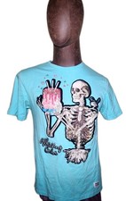 Wedding Cake Wake Bake  Cake Skeleton Graphic Print BLUE T- Shirt Men's Size XL