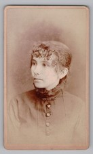 Antique CDV Laufield Gorgeous Young Lady Dress Lace Collar Milwaukee Wisconsin