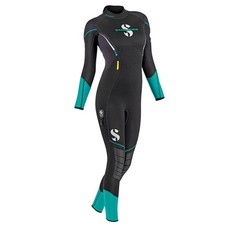 ScubaPro Women's 3mm Bzip Sport Steamer-Black/Caribbean-Size 6 Medium Wetsuit