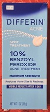 Differin Acne Spot Treatment 10 Benzoyl Peroxide Maximum Strength 1 oz 3/27 New