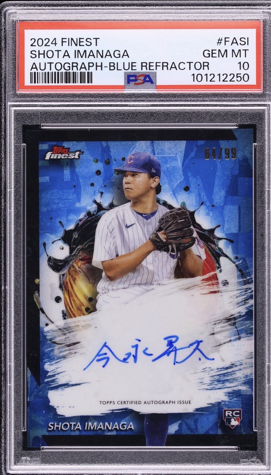 Kanji Auto * 2024 Finest Blue Ref. RC /99 * Shota Imanaga * PSA 10 Low Pop