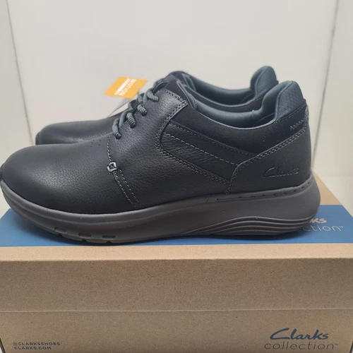 Scarpa elegante Oxford Clarks uomo Motion Trek PT in pelle nera taglia 10 M