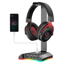RGB Gaming Headset Stand Desk Headphone Holder 7.1 Sound 2 USB Ports