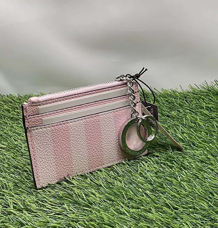Victoria’s Secret Pink/White Strip Card Holder Keychain - Image 4 of 4