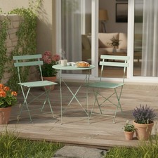 Bonnlo 3-Piece Folding Bistro Set Green Patio Table Chairs Small Outdoor