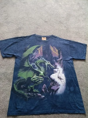 Camiseta The Mountain DRAGON Talla L Tie Dye Azul Vintage - Imagen 1 de 3