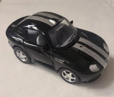 2004 KINSFUN Dodge Viper GTSR Black with Silver Stripe Pull Back Metal 4"