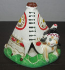 Vintage Winking Indian Brave Boy & Teepee Ashtray Ceramic 1950s Kitschy 4" Tall — photo 1
