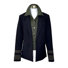  675 VERONICA BEARD Colorblock Dickey Blazer Sz 2 Navy Blue/Army Green