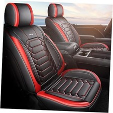for Silverado 2014-2024 2 Front Seat Covers, Fit 2014-2024 2PC Front BlackRed