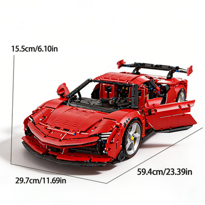 1:8 ''Ferrari SF90'' Supercar MOC Technic, Metallic Finish, Einziehdach, 4000+ Teile