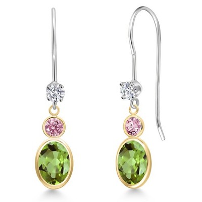 14K Two Tone Gold Peridot and Pink Lab Grown Diamond and Lab Grown Diamond