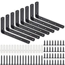 8-PCS 5x3-inch Heavy Duty Black Steel L Corner Brace Right Angle Bracket