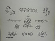 Vintage 1981 Guideline tattoo supply "Buddha" tattoo flash. Good condition.