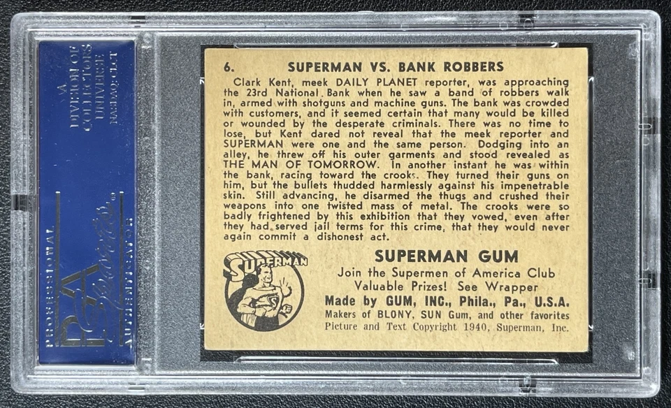 SUPERMAN VS. BANK ROBBERS PSA 4 1940 GUM INC. (R145) #6 - Image 2 of 2