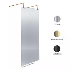Image of Balterley Contemporary Bathroom 8mm Fluted Glass Wetroom Screen with Arms & Feet