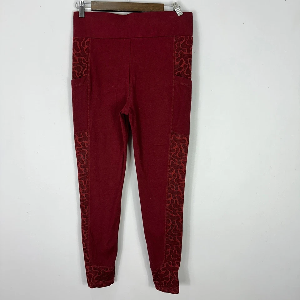 Леггинсы с логотипом Layers XS жаккардовые красные богемное художественное заявление фестиваль гостиная - Изображение 4 из 4