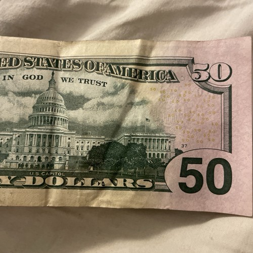MISALIGNED OFF CENTERED ERROR 50 DOLLAR SERIES 2017 US BILL - Picture 5 of 7