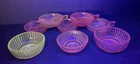 8 Anchor Hocking Pink Depression Uranium Glass Queen Mary Ribbed Desert Bowls