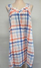 NWT Croft  Barrow Sleeveless 100 Cotton Nightgown Pastel Plaid M