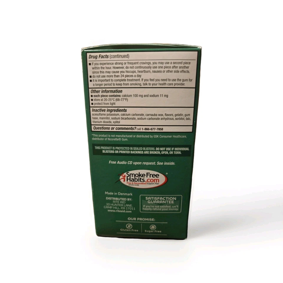 Goma de nicotina Rite-Aid 2 mg sabor fresco a menta•Ayuda para dejar de fumar• caduca 01/2026 Foto 3 de 4