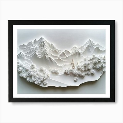 Schöner Berg 3D 1 Kunstdruck gerahmt Wandbild Poster Leinwanddruck Bild