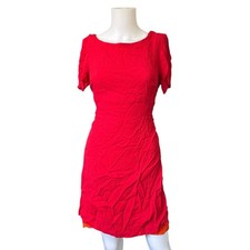 Vintage 90s Decade Designs Red Textured Dress Layered Colorful Size 12