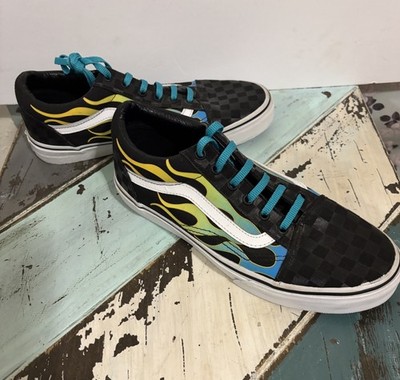 Vans Old Skool Glow Flame Check Shoes  Size 6 Junior Skater Sneaker Casual Low