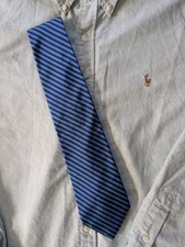 Lauren Ralph Lauren Men  s Neck Tie 100 Silk Made In USA Blue Striped 57  X 4  