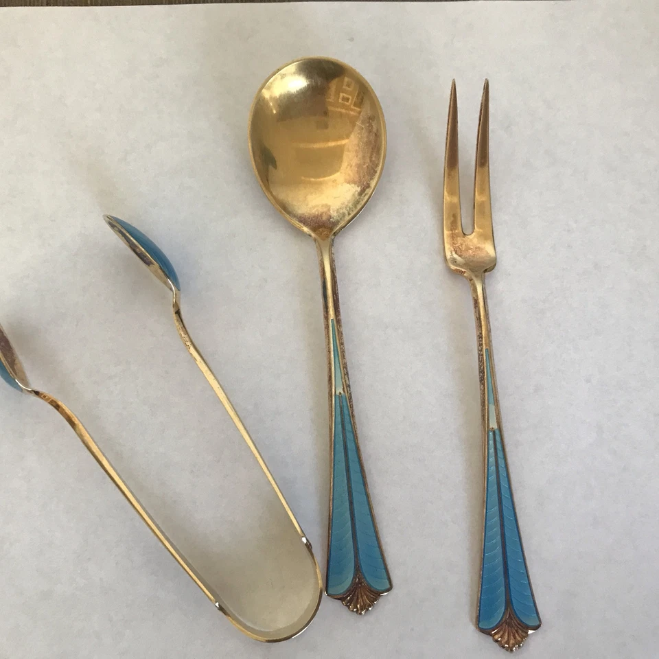 Сервировочные изделия из чистого золота и эмали David Andersen Norway MCM 1925-1950 - Изображение 2 из 3