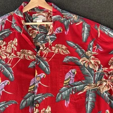 Vintage Paradise Found Magnum PI Shirt Mens 2XL Red Hawaiian Button Up USA Made