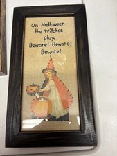 VINTAGE HALLOWEEN PICTURE OF A CUTE WITCH Needlepoint