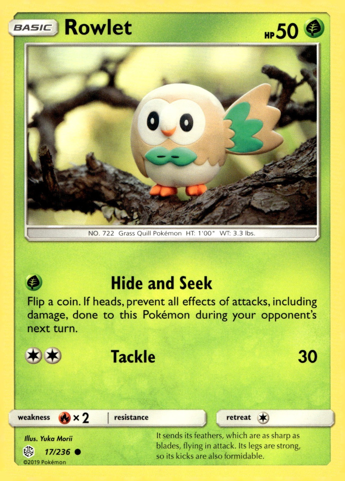 Rowlet Common SM - Cosmic Eclipse 17/236 NM Yuka Morii Clay