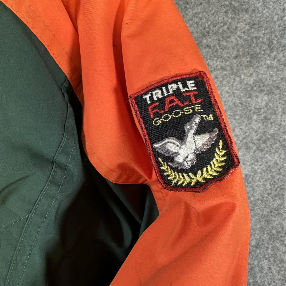 Vintage Triple FAT Goose Jacket Mens XL Green Orange Down Parka Winter Korea 90s - Image 3 of 4