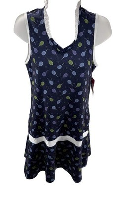 Lillie Green Activewear Tennis Racket All Over Print Dress Small NEW