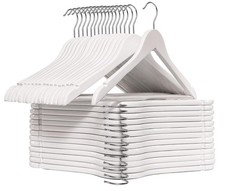 White Wood Bridal Dress Hangers 30 Pack Wooden Coat Hanger, Heavy Duty Clothe...