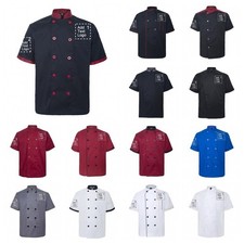 Custom Chef Coat PRINTED Personalized Short Sleeve Chef Jacket Work Uniform