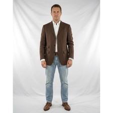 Brian&Barry Milano Men's Jacket M Brown Wool Linen Blazer Made Italy Tailored