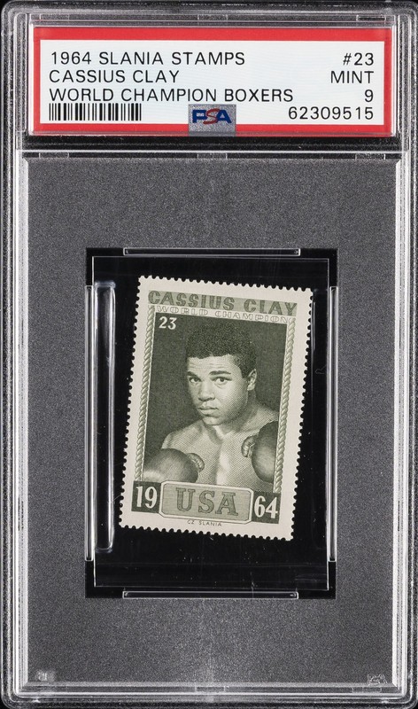 1964 SLANIA STAMPS WORLD CHAMPION BOXERS #23 CASSIUS CLAY PSA 9
