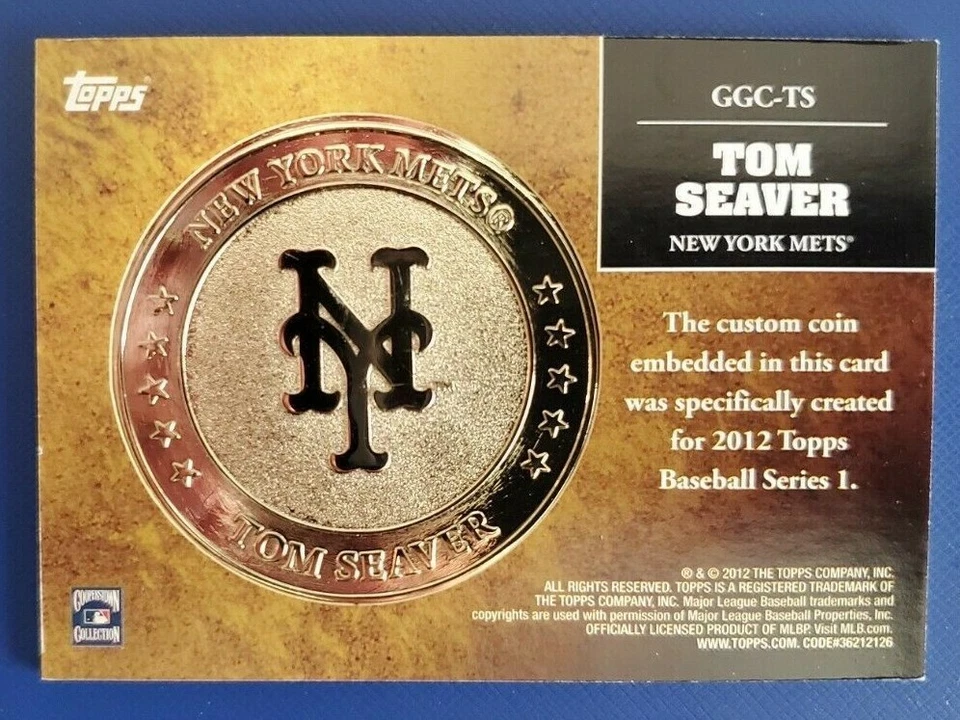Moneda conmemorativa Topps 2012 Tom Seaver #35/41 @@ súper rara @@ Mets Foto 2 de 2