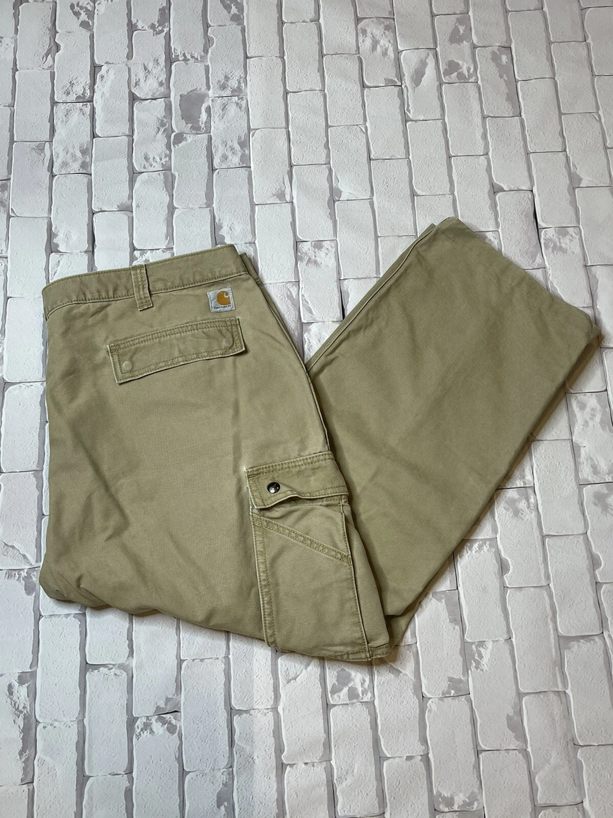 Carhartt Rugged Relaxed Fit Cargo Pants Mens 44x30 (27.5) Tan Workwear 100272