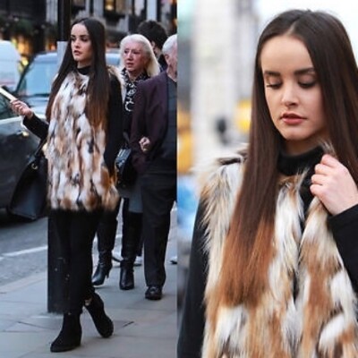 ZARA Faux Fur Waistcoat Boho Furry Vest Gilet Jacket Coat Brown - Main Image