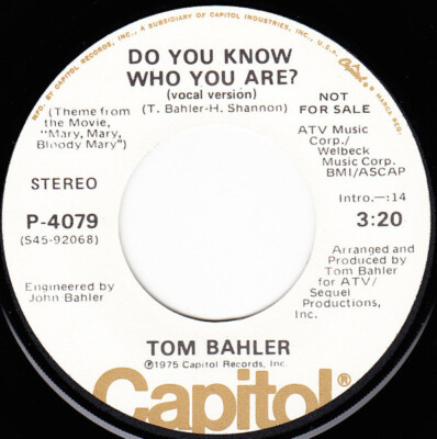 Tom Bahler - Do You Know Who You Are? (7'', Single, Promo)