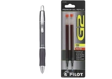 Pilot G2 Limited Metal Gel Pen 0.7mm Charcoal Barrel Red Refills Office School