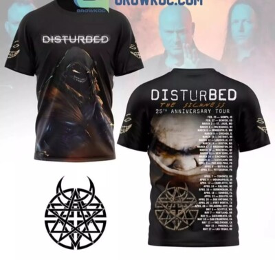 Disturbed The Sickness 25th Anniversary Tour 2025 T-Shirt 3D